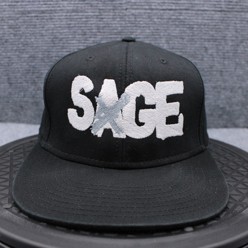 SAGE Hat Cap Snap Back Black Embroidered Graphic Otto Mens One Size SRP Logo